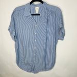 H&M Blue Vertical Pin Stripe Blouse Flowy Oversized Sz 4 Photo 4