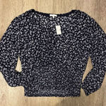 Maurice's  Large Black and White Floral Long Sleeve Top New Photo 0
