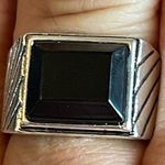 Black obsidian S925 antique silver ring size 9.25 Photo 8