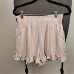 Vanilla Star Jeans Striped Ruffle Hem Women's Shorts Photo 1