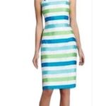 Lilly Pulitzer  Green Blue White Women’s Organza Stripe‎ Bow Front Dress Size 6 Photo 1