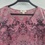 Style & Co Embellished Graphic Pink and Black Patterned Y2K vintage 2000s Blouse Small Photo 2