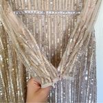 Mac Duggal FAIR  Gown Sequined Illusion High-Neck Long-Sleeve Trumpet Rose Gold 2 Photo 4