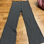 Anthropologie  Essential Cropped Flare Pants Black White Diamond Polka Dot Small Photo 3