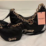 Juicy Couture ‎ Black Embossed Logo Chain Strap Hobo Bag Purse Set 2 Piece Photo 0