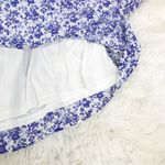 H&M  Purple‎ White Floral Print Cotton Dress V-Neck Ruffle A-Line Size Medium Photo 5