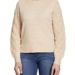 Christian Siriano New York Women’s Crewneck Pointelle Sweater in Beige Size S Tan Photo 0