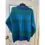 Liz Claiborne VTG Women’s Sweater Sz M Chunky Knit Blue GREEN GEOMETRIC Photo 1