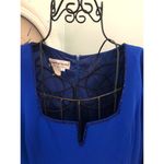 Silk Dress Morton Myles Electric Blue V Neck Sequin Lined sz 12 Long Sleeve Photo 4