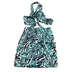 ZARA  Collection‎ Size S Cutout Halter Strappy Mini Dress Green Black Tropical Photo 5