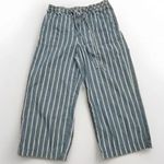 American Eagle  Pants High Rise Wide Leg Crop Striped Blue White Women’s 8 Beach Photo 0