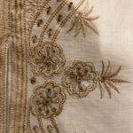 Anne Carson Linen Embroidered Beaded Midi Skirt Sz 6 Midi Slit Front Embellished Photo 6