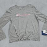 Champion NWT  Front Tie Shirt Womens XL Grey Long Sleeve Cotton Photo 0