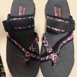 Skechers Black and Pink Adventure Sandals with Criss-Cross Straps Photo 0