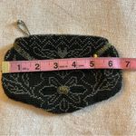 Vintage Art Deco beaded evening clutch coin purse floral sequins Black Photo 5