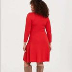 Torrid Red Long Sleeve Sweater Dress Size 4X Lattice Top Skater Fit &Flare NWT Photo 2