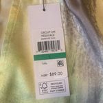 DKNY NWT Blouse Large Pastel Yellow Green Blue Puff Short Sleeve Lightweight Photo 2