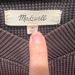 Madewell Waffle Knit Boxy Sweatshirt Tee in Black Coal size Medium Photo 4