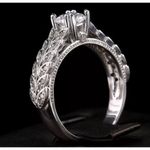 Boutique Platinum Plated S925 Silver Leaf Motif Engagement Ring Simulated Diamond, Sz 6 Photo 7