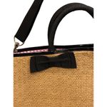 Bath & Body Works Straw Tote Bag Black Handles Bow Removable Strap Summer Travel Photo 1