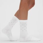 Lululemon  NWT Power Stride White Casual Crew Socks with Polka Dots Reflective M Photo 0