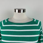 Cable & Gauge  Green White Stripe Knit 3/4 Sleeve Sweater Top Women Medium Photo 4