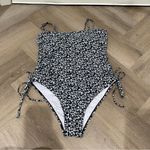 SheIn dark Navy ditzy floral one piece swimsuit Size L Photo 6