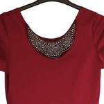 Say Anything Womens Y2K Top Size XL Red Short Sleeve Peplum Jeweled Scoop Neck Photo 2