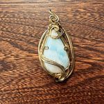Artisan  Handcrafted Larimar Wire-wrapped Pendant Photo 0