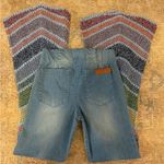 Judith March  NWT Pull On Multi-Colored Chevron High Rise Flare Crochet Jeans Photo 2