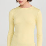Vince Butter Yellow Ribbed Long Sleeve Crewneck Shirt 100% Cotton Women size XL Photo 0