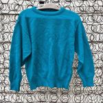 Vintage 80s Pickett and Post Teal Blue Green knit crewneck sweater Size M Photo 0