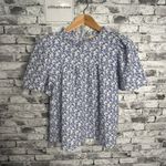 Loft EUC Navy Blue, White, light purple Floral Blouse Size Small Photo 0