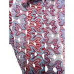 VTG 70s Miss Fashionality Red/ Multi Flame Stitch Stretch Top Big Collar Large Red Photo 2