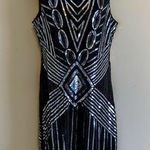 Black Silver Sequin Beaded Dress Size M Photo 0