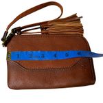 Frye  Genuine Leather Tassel Zip Wristlet Clutch – Cognac Brown Photo 3