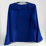 Anthropologie Everly long sleeve ruffled royal blue small Photo 2