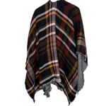Steve Madden Reversible Plaid Houndstooth Poncho Cape Shawl OSFM Women Photo 2