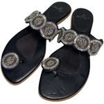 SE Boutique Women’s Size 8.5 Black Beaded Thong Flat Flip Flop Sandals Photo 1