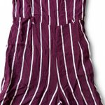 Forever 21 Size M Wide Leg Jumpsuit | Burgundy & White Stripes | 100% Rayon | Photo 3