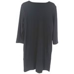 NWT J Jill Ponte Knit Black 3/4 Sleeve Shift Dress Sz Medium Minimalist Classic Photo 8