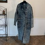 Vintage 80s Blue Acid Wash Denim Duster Coat Denim coat Jean Coat Size M Photo 12