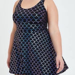 Torrid Iridescent Mermaid Scale Scoop Neck Swim Dress Swimsuit Black Size 1X Photo 0
