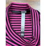 Kensie Womens M Ribbed Knit Striped Midi Dress Short Sleeve Casual Comfort Pink Photo 3