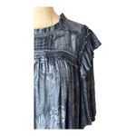 Pookie & Sebastian Shirt Women Large Blue Floral Ruffle Trim Blouse Tropical Photo 6