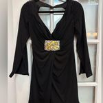 Mac Duggal Vintage  Y2K Black Long Sleeve Mini Dress Jewel Embellished Size 2 XS Photo 0