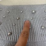 Briggs New York Light Gray Pearl Embellished Sweater Photo 4