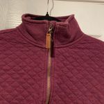 L.L. Bean Size XS Burgundy Quilted Mock Neck Quarter Zip Sweatshirt Leather Pull Red Photo 1