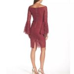 Bardot Solange Corded Lace Sheath Dress Long Sleeve in Burgundy 4 Photo 2