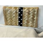 Vintage Depre Bahamas Straw Woven Clutch Black Polka Dot Bow Envelope Style Photo 1